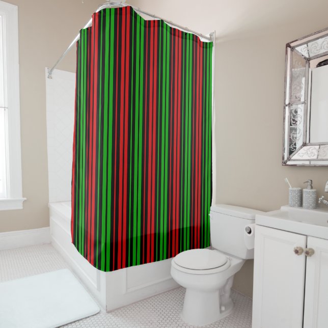 Black Red Green Stripes Pattern   (In Situ)