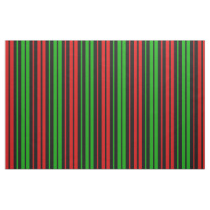 Black Red Green Stripes Pattern   Fabric