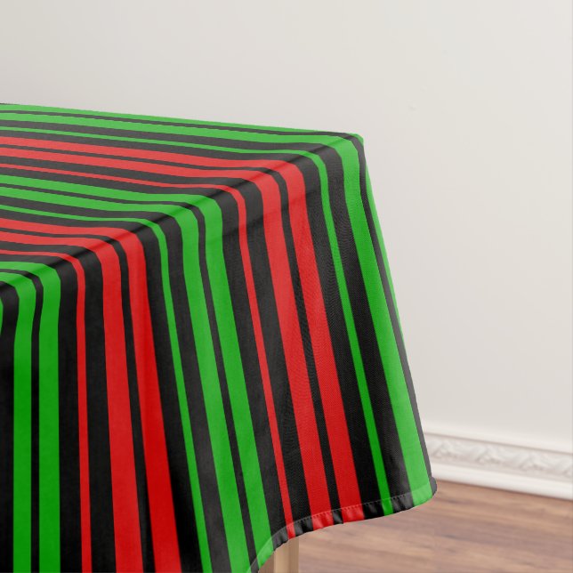 Black Red Green Stripes Pattern   Tablecloth (In Situ)