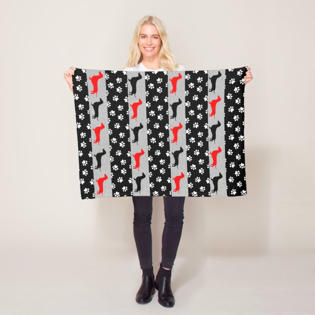 Black Red Grey Dachshund Fleece Blanket (In Situ)