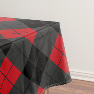 Black, Red & Grey Plaid Checked - Tablecloth