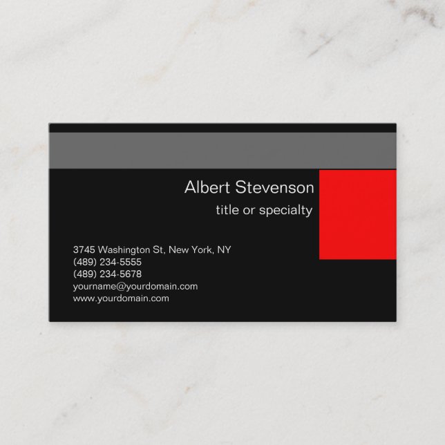 Black Red Grey White Consultant Business Card (Front)