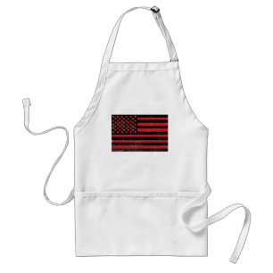 Black red grunge American flag Standard Apron