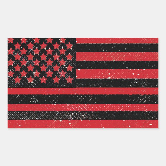 Black red grunge American flag Sticker (Front)