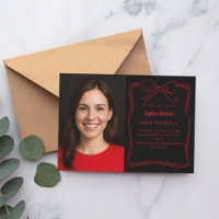 Black red hand-drawn bow photo birthday