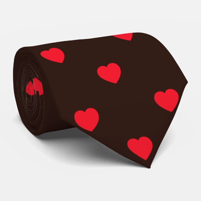 Black Red Heart Imprimer Cravate pour hommes (Roulé)
