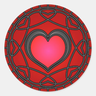 Black/Red Hearts & Swirls Sticker
