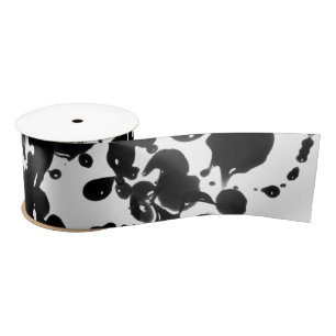 Black & Red Ink / Splatter + your background colou Satin Ribbon