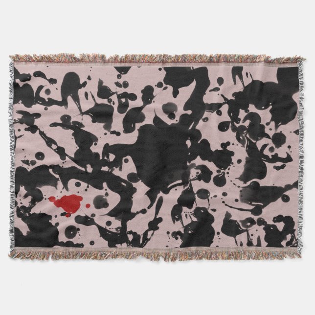 Black & Red Ink / Splatter + your background colou Throw Blanket (Front)