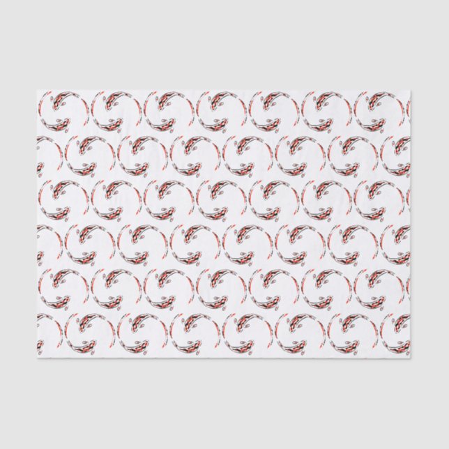 Black & Red Japanese Koi Fish Artistic Pattern Tissue Paper (Front)