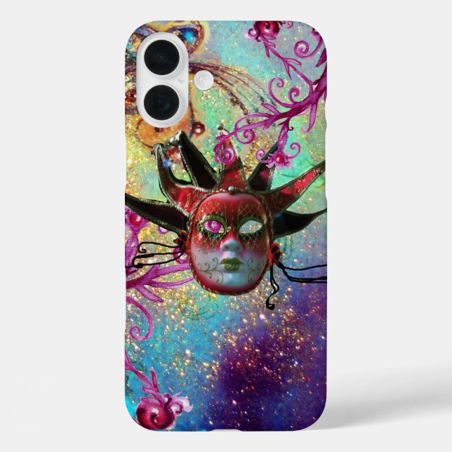 BLACK RED JESTER MASK Masquerade Party Green Blue Case-Mate iPhone Case (Back)