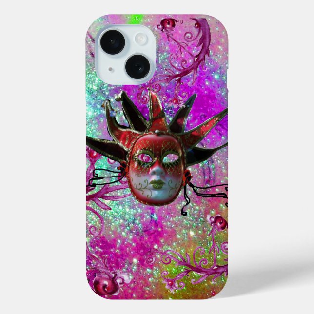 BLACK RED JESTER MASK Masquerade Party Purple Blue Case-Mate iPhone Case (Back)