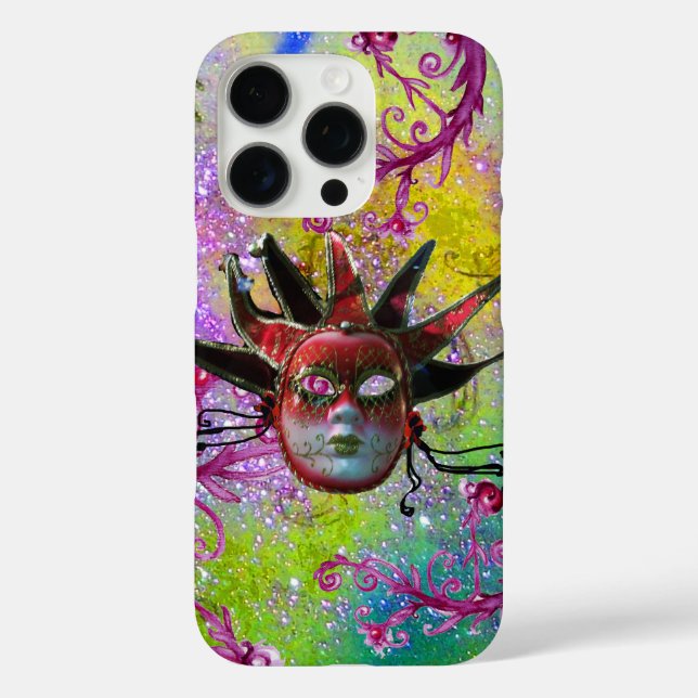 BLACK RED JESTER MASK Masquerade Purple Green Case-Mate iPhone Case (Back)