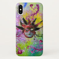 BLACK RED JESTER MASK Masquerade Purple Green