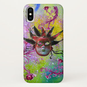 BLACK RED JESTER MASK Masquerade Purple Green Case-Mate iPhone Case