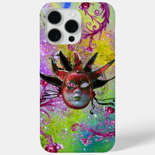 BLACK RED JESTER MASK Masquerade Purple Green Case-Mate iPhone Case (Back)