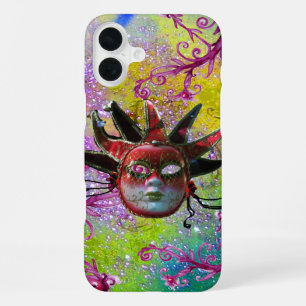 BLACK RED JESTER MASK Masquerade Purple Green iPhone 16 Plus Case