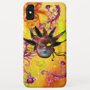 BLACK RED JESTER MASK Masquerade Yellow Purple iPhone XS Max Case