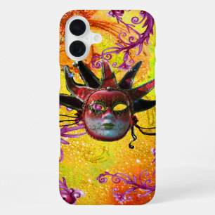 BLACK RED JESTER MASK Masquerade Yellow Purple iPhone 16 Plus Case