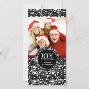 Black Red "JOY TO THE WORLD" Holiday Photo Card