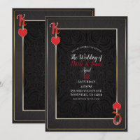Black Red King & Queen of Hearts Elegant Wedding