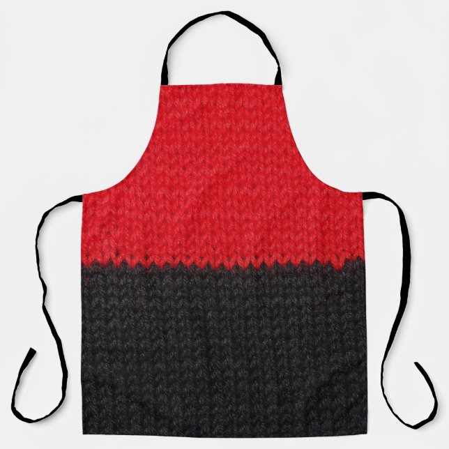 Black-red knit: striped closeup. apron (Front)