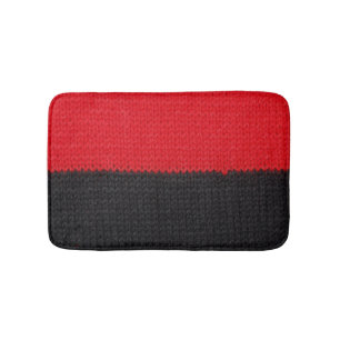 Black-red knit: striped closeup. bath mat