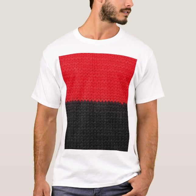 Black-red knit: striped closeup. T-Shirt (Front)