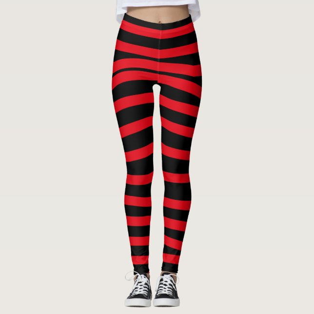 black red line graphic heart leggings (Front)