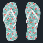 Black & Red Love Heart Flip Flops<br><div class="desc">Love heart wedding flip flops.</div>