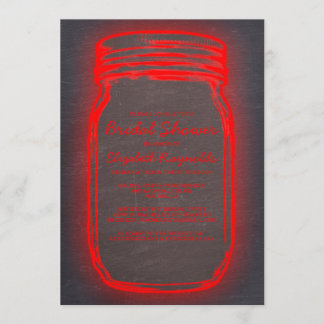 Black & Red Mason Jar Bridal Shower Invitations