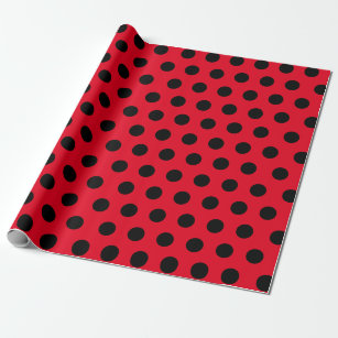 Black & Red Medium Sized Polka Dot Wrapping Paper
