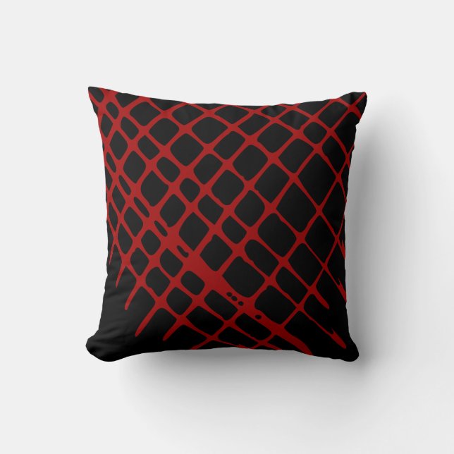 Black & Red Minimalist Abstract Design Throw Pillow (Front)