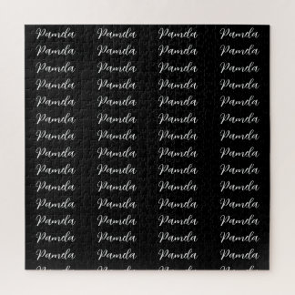 Black Red Minimalist Add Name Personalized Jigsaw Puzzle