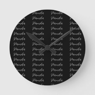 Black Red Minimalist Add Name Personalized Round Clock