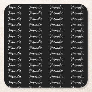Black Red Minimalist Add Name Personalized Square Paper Coaster