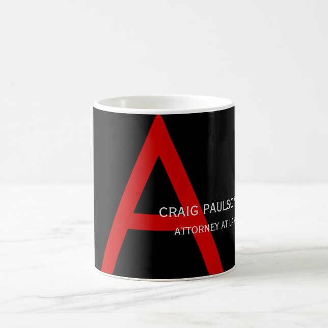 Black Red Monogram Attorney at Law Lawyer Coffee Mug (Center)
