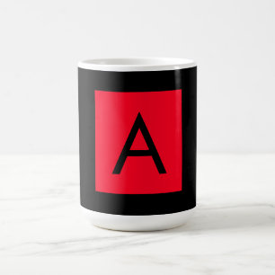 Black Red Monogram Initial Letter Modern Plain Coffee Mug