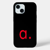 Black Red Monogram Initial Letter Modern Plain