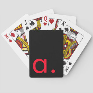 Black Red Monogram Initial Letter Modern Plain Playing Cards