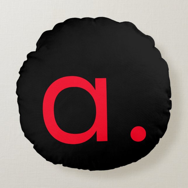 Black Red Monogram Initial Letter Modern Plain Round Pillow (Front)