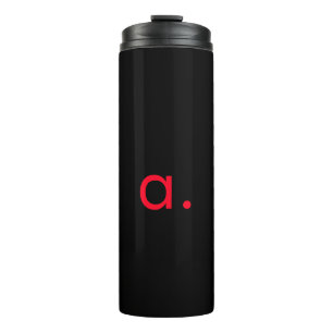 Black Red Monogram Initial Letter Modern Plain Thermal Tumbler
