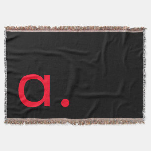 Black Red Monogram Initial Letter Modern Plain Throw Blanket