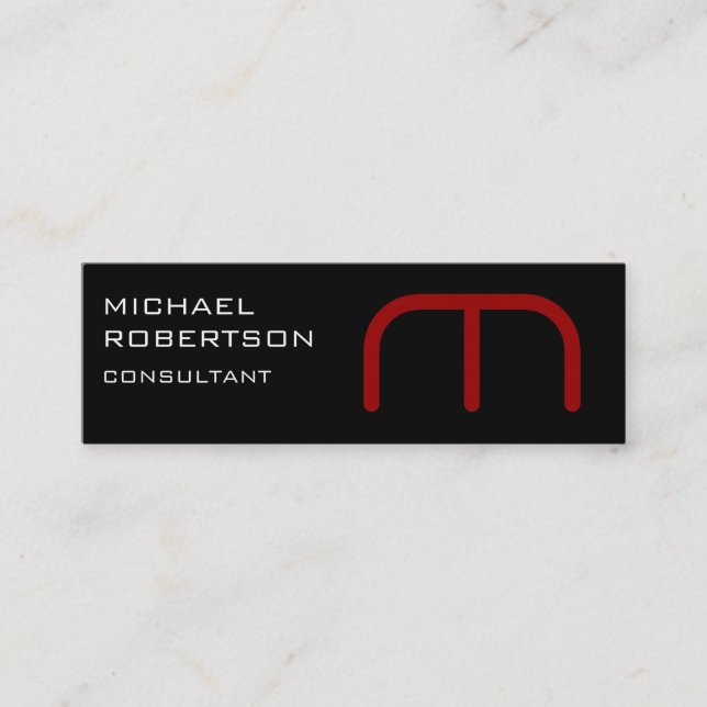 Black Red Monogram Plain Consultant Business Card (Front)
