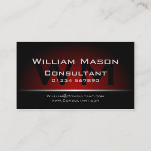 Black Red Monogram Professional - Business Card