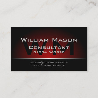 Black Red Monogram Professional - Business Card