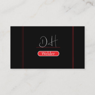 Black & Red Monogram Professional Metal Welding Business Card