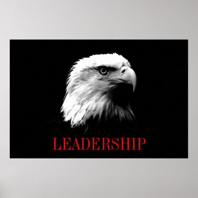 Black Red Motivational Leadership Eagle Poster (Front)