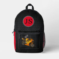 Black Red Motorcycle Monogram Boys Back To School 