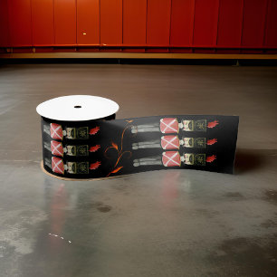 Black & Red Nutcracker Soldiers in Uniform Satin Ribbon